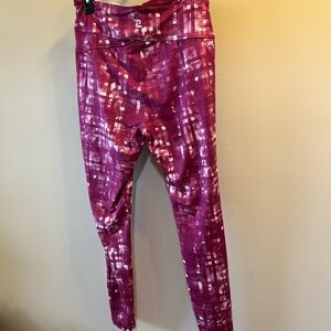 ZELOS Pink and White Plaid Performance Leggings Size L